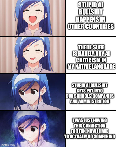 Stupid AI bullshit used to happen elswhere and I lol'd. Now it happens here and I feel I have to do something but I don't wanna