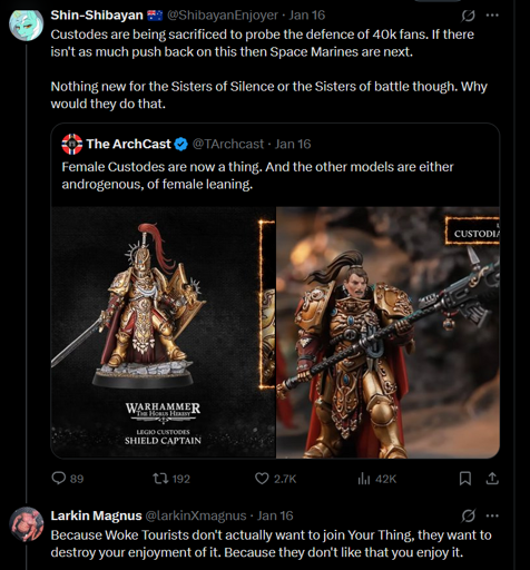 Chuds are crying about the new women custodes models