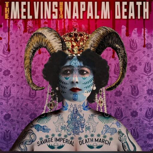 Frida Kahlo styled portrait of a tattoed lady with horns